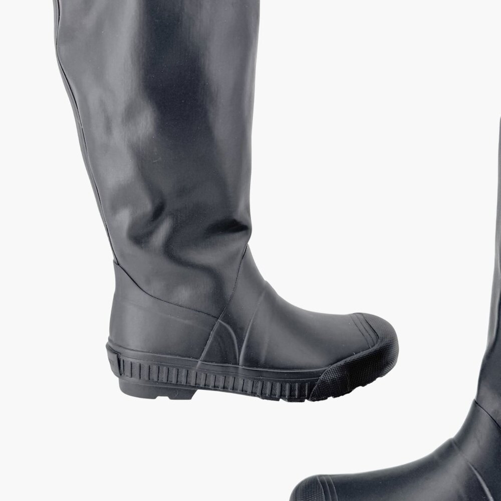 Burberry Freddie Over The Knee Rain Boots EU 37 US 7 Black Rubber Beige Check - Picture 11 of 16